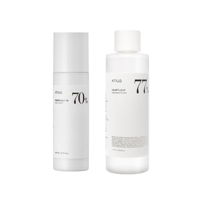 Anua ANUA Heartleaf 70% Daily Lotion - 200ml (1ea) + Heartleaf 77% Soothing Toner - 500ml (1ea) Set