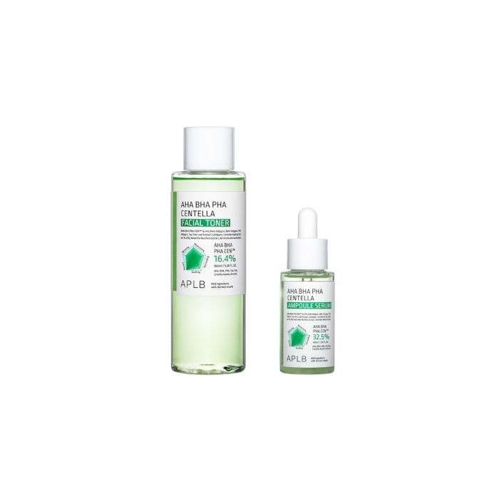 APLB AHA BHA PHA Centella Ampoule Serum - 40ml (1ea) + Facial Toner - 160ml (1ea) Set