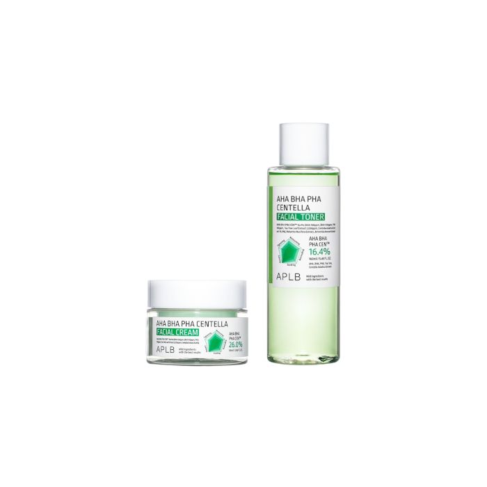 APLB AHA BHA PHA Centella Facial Cream - 55ml (1ea) + Facial Toner - 160ml (1ea) Set