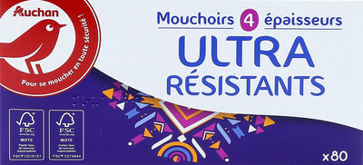 Auchan mouchoirs strong boite x80 ultra resistant