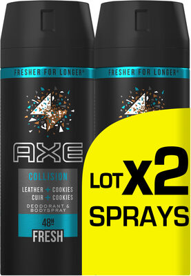 AXE Collision Déodorant Homme Spray Cuir & Cookies 150ml Lot de 2