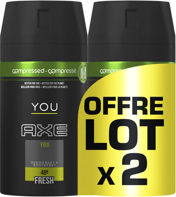 AXE Déodorant Anti Bactérien You Spray Compressé Lot de 2x100ml