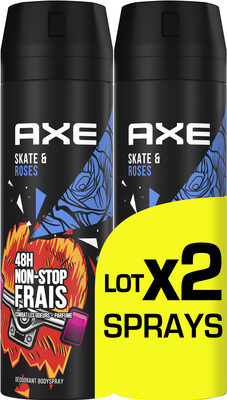 AXE Déodorant Bodyspray Homme Skate & Roses 48h Non-Stop Frais Lot 2x200ml