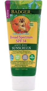 Badger Company Anti-Bug Sunscreen, Spf 34 Pa+++, Citronella & Cedar