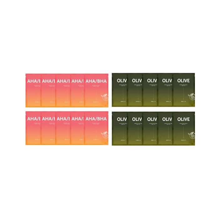 BARULAB The Clean Vegan AHA / BHA Mask - 10pcs (1ea) + The Clean Vegan Olive Mask - 10pcs (1ea) set