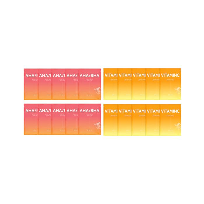BARULAB The Clean Vegan AHA / BHA Mask - 10pcs (1ea) + The Clean Vegan Vitamin C Mask - 10pcs (1ea) set