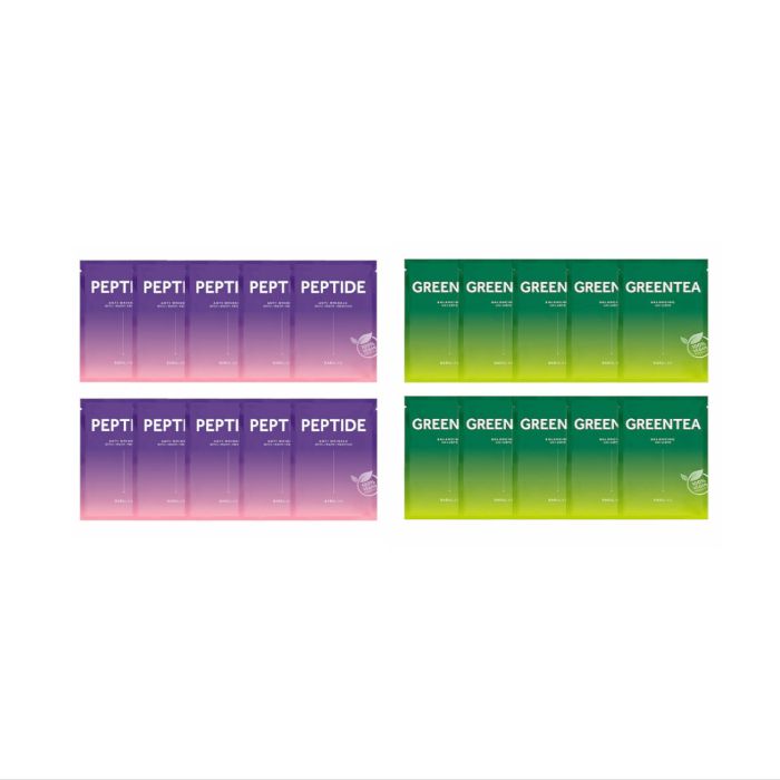 BARULAB The Clean Vegan Peptide Mask - 10pcs (1ea) + The Clean Vegan Green Tea Mask - 10pcs (1ea) set