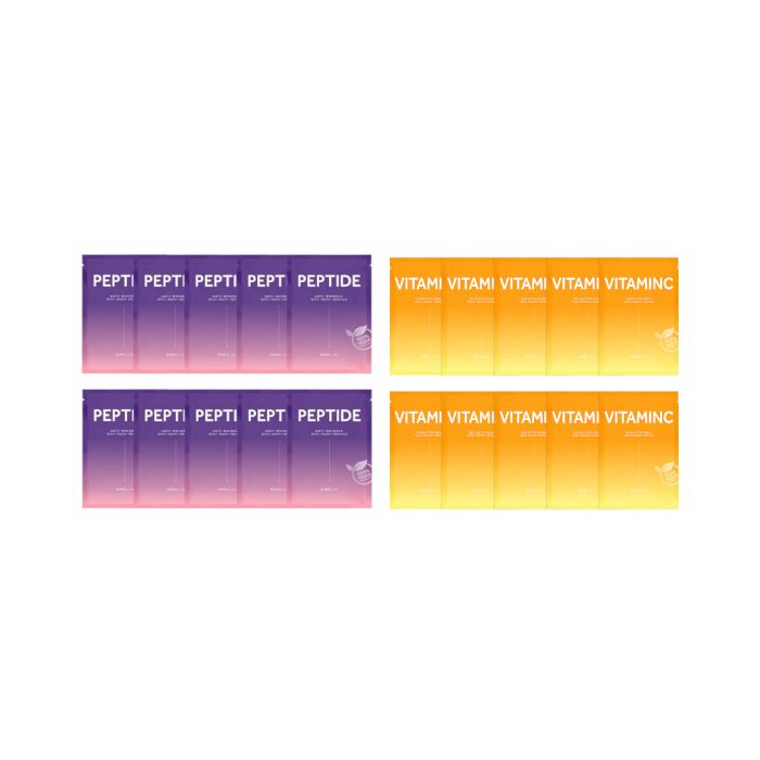 BARULAB The Clean Vegan Peptide Mask - 10pcs (1ea) + The Clean Vegan Vitamin C Mask - 10pcs (1ea) set