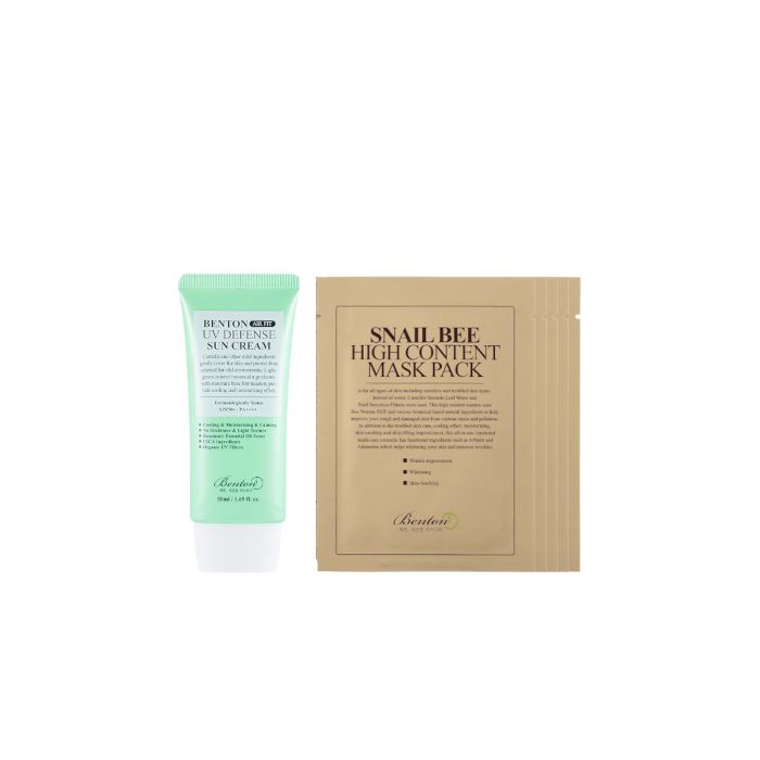 Benton Air Fit UV Defense Sun Cream SPF50+ PA++++ - 50ml (1ea) + Snail Bee High Content Mask Pack - 5pcs Set
