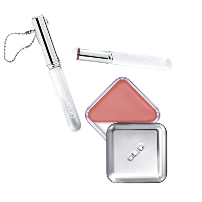 CLIO Essential Lipcheek Tap 03 Rosy Blow + Lip Brush Set