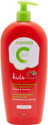 KIDS 3 EN 1 DOUCHE SHAMPOING BAIN MOUSSANT FRAISE et CERISE