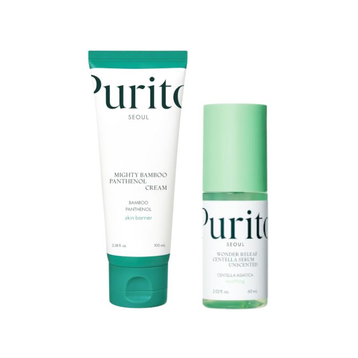 Purito SEOUL Mighty Bamboo Panthenol Cream - 100ml + Wonder Releaf Centella Serum Unscented - 60ml Set