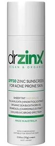 Dr ZinX Organic Mineral Sunscreen For Acne Prone Skin SPF50 Zinc + Thuja (hinokitiol)
