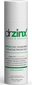 Dr ZinX Organic Tinted Mineral Sunscreen For Acne Prone Skin SPF50 Zinc + Thuja (hinokitiol)