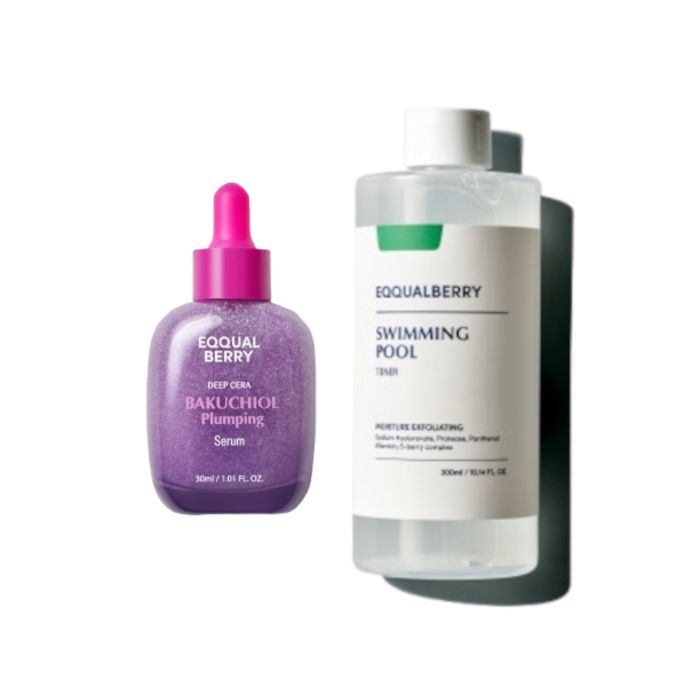 Eqqualberry EQQUALBERRY Bakuchiol Plumping Serum - 30ml (1ea) X Swimming Pool Daily Facial Toner - 300ml (1ea) Set