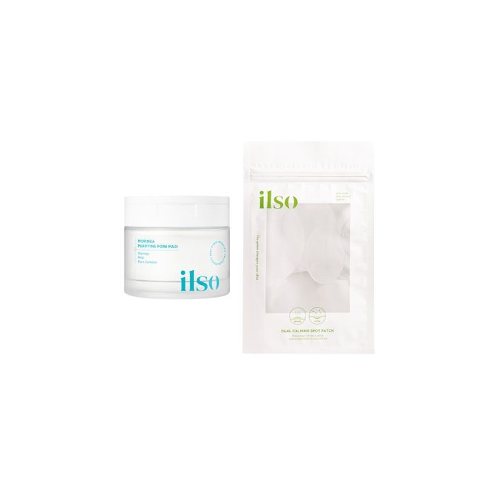 ILSO Moringa Purifying Pore Pad - 160ml + Dual Calming Spot Patch - 70ea Set
