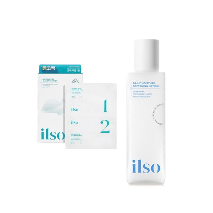 ILSO Natural Mild Clear Nose Pack - 5ea + Daily Moisture Softening Lotion - 150ml