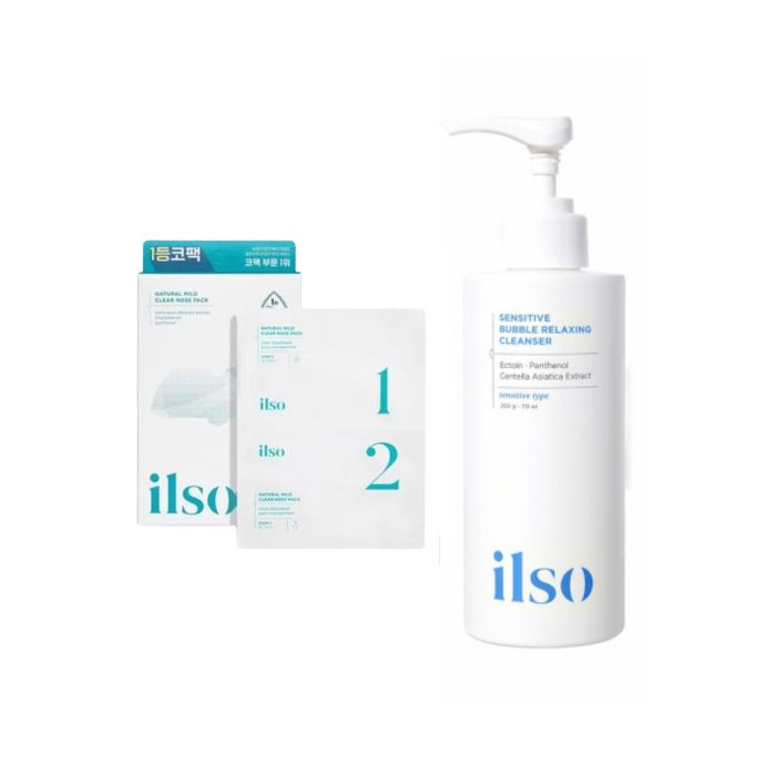 ILSO Natural Mild Clear Nose Pack - 5ea + Sensitive Bubble Relaxing Cleanser - 200g Set