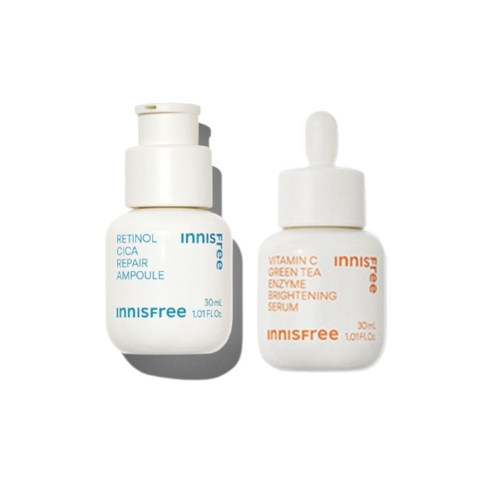 innisfree Vitamin C Green Tea Enzyme Brightening Serum - 30ml (1ea) X Retinol Cica Repair Ampoule - 30ml (1ea)