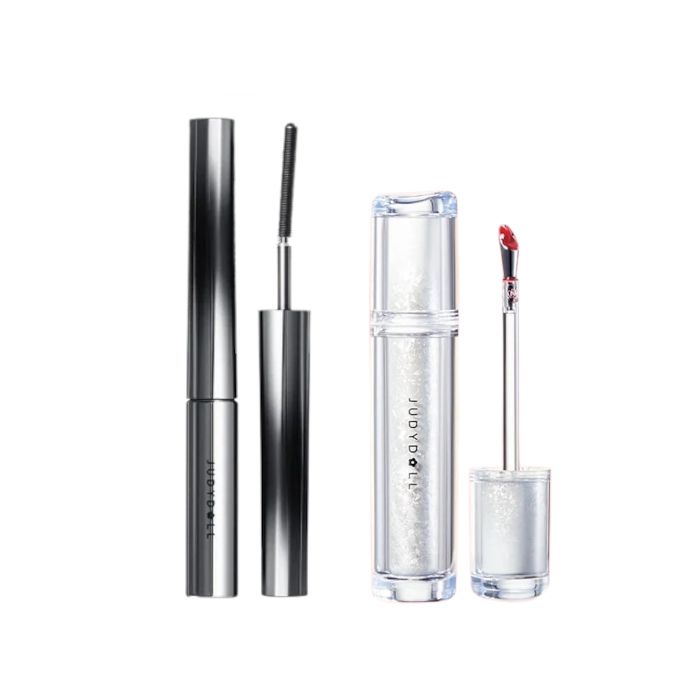 Judydoll 3D Curling Eyelash Iron Mascara Curly - 2g - 01 Black (1ea) + Ice Watery Lip Gloss - 2.4g - 04 Sunset Black Tea (1ea)Set