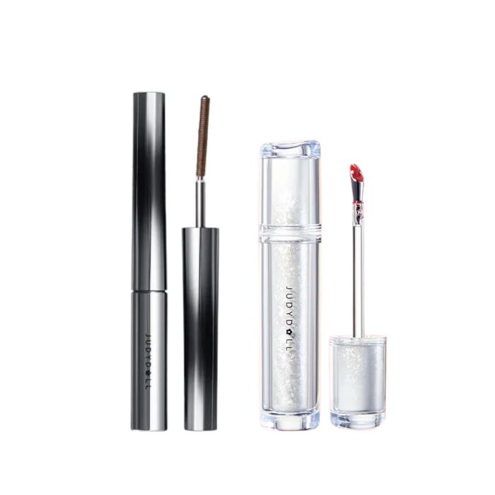 Judydoll 3D Curling Eyelash Iron Mascara Curly - 2g - 02 Brown (1ea) + Ice Watery Lip Gloss - 2.4g - 04 Sunset Black Tea (1ea)Set