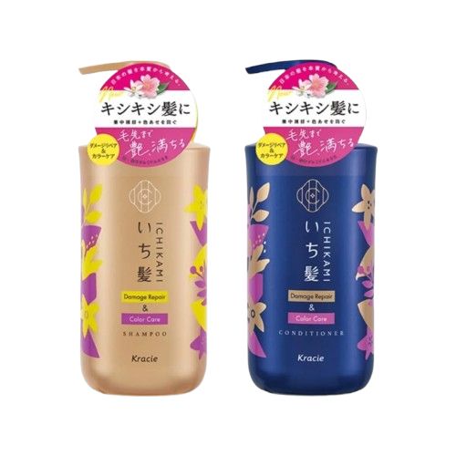 Kracie Ichikami Damage Repair & Color Care Shampoo & Conditioner Pair Set - 480ml + 480g