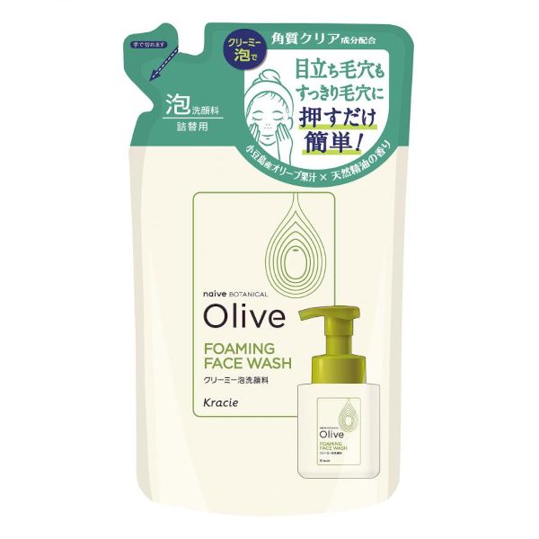 Kracie Naive Botanical Olive Creamy Foaming Face Wash Refill - 140ml