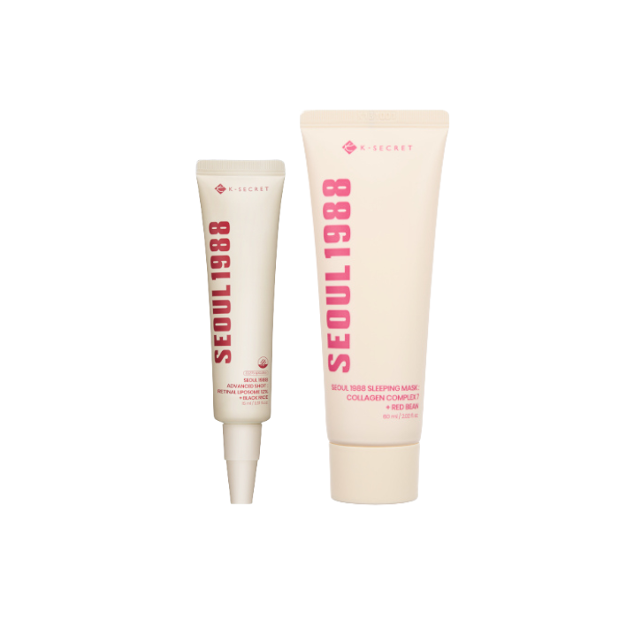KSECRET SEOUL 1988 Advanced Shot : Retinal Liposome 12% + Black Rice - 15ml (1ea) & SEOUL 1988 Sleeping Mask : Collagen Complex 7 + Red Bean - 60ml (1ea) Set