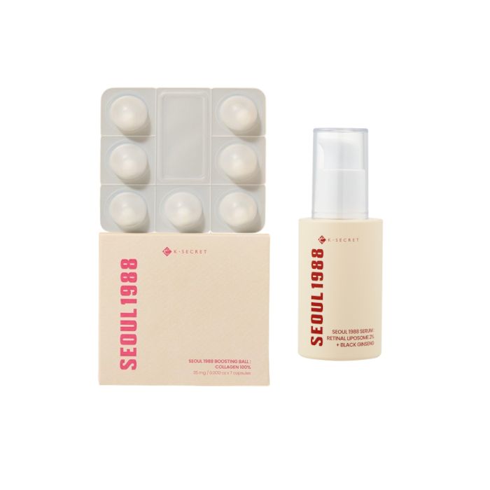 KSECRET SEOUL 1988 Boosting Ball - 35mg x 7 (1ea) X Serum : Retinal Liposome 2% + Black Ginseng - 30ml (1ea) Set