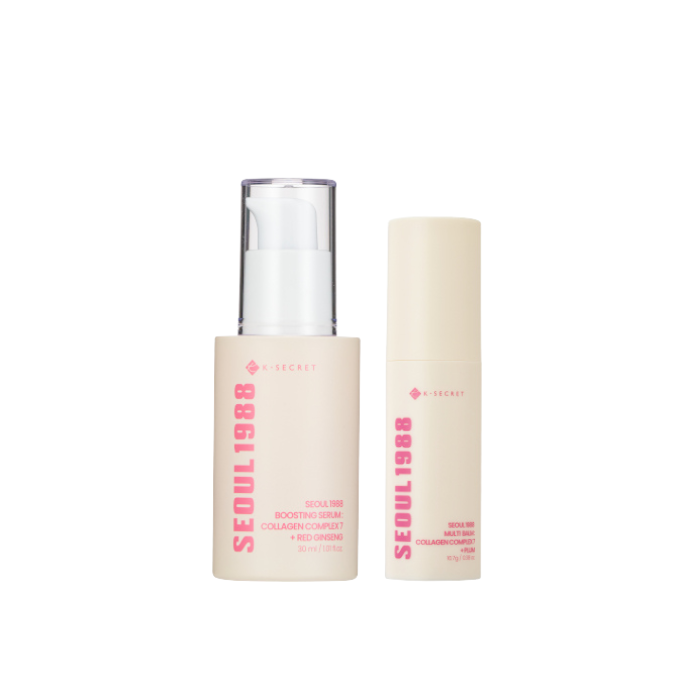 KSECRET SEOUL 1988 Boosting Serum : Collagen Complex 7 + Red Ginseng - 30ml (1ea) & SEOUL 1988 Multi Balm : Collagen Complex 7 + Plum - 10.7g (1ea) Set