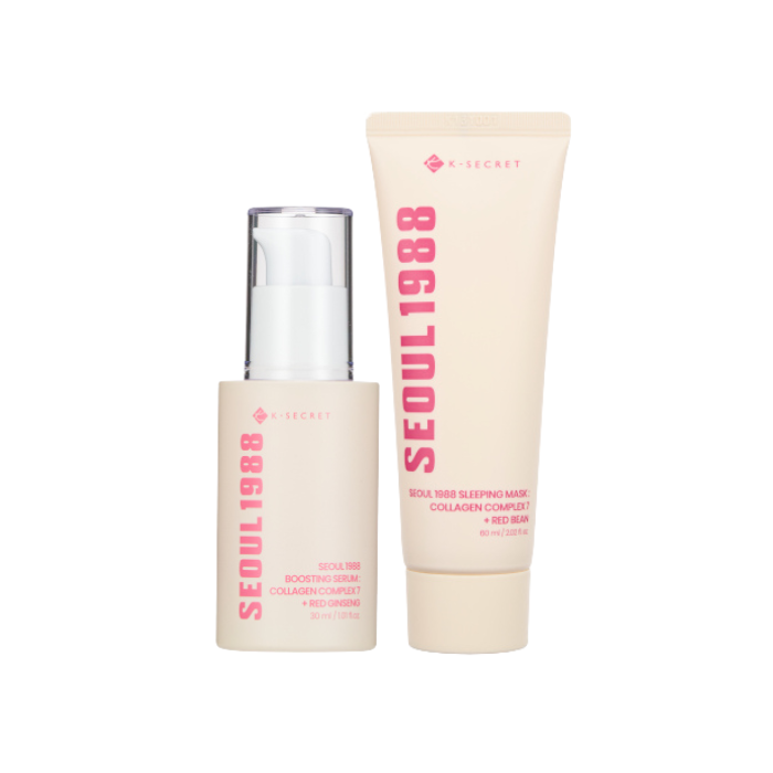 KSECRET SEOUL 1988 Boosting Serum : Collagen Complex 7 + Red Ginseng - 30ml (1ea) & SEOUL 1988 Sleeping Mask : Collagen Complex 7 + Red Bean - 60ml (1ea) Set