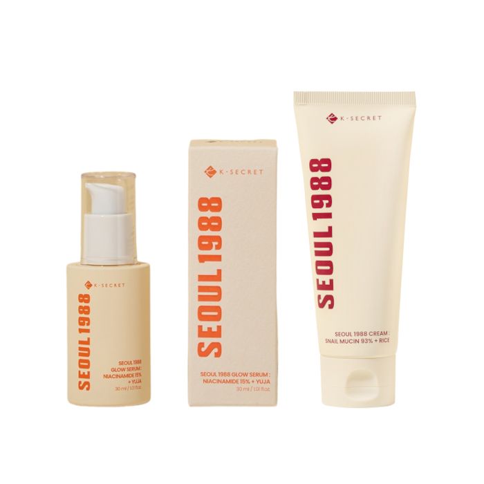 KSECRET SEOUL 1988 Glow Serum : Niacinamide 15% + Yuja - 30ml (1ea) X Cream : Snail Mucin 93% + Rice - 100ml(1ea) Set