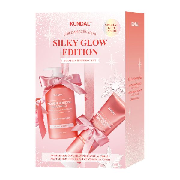 KUNDAL Holiday Silk Glow Edition - Protein Bonding Care Shampoo 500ml + Treatment 250ml + Hair Scrunchie - 1 Set (3 Item)