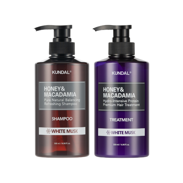 KUNDAL Honey & Macadamia Nature Shampoo + Treatment - 500ml Set - White Musk