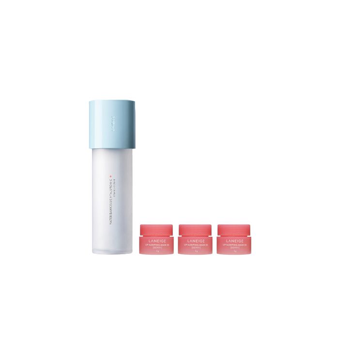 LANEIGE Water Bank Blue Hyaluronic Essence Toner For Normal To Dry Skin - 160ml (1ea) + Lip Sleeping Mask EX - 3g - Berry (3ea) Set