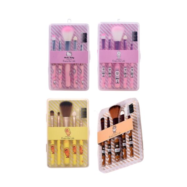 MINGXIER Cartoon Makeup Brush with box - 5pcs (Random Colour) - 1 set