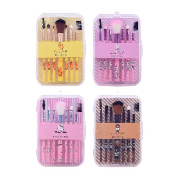 MINGXIER Cartoon Makeup Brush with box - 7pcs (Random Colour) - 1 set