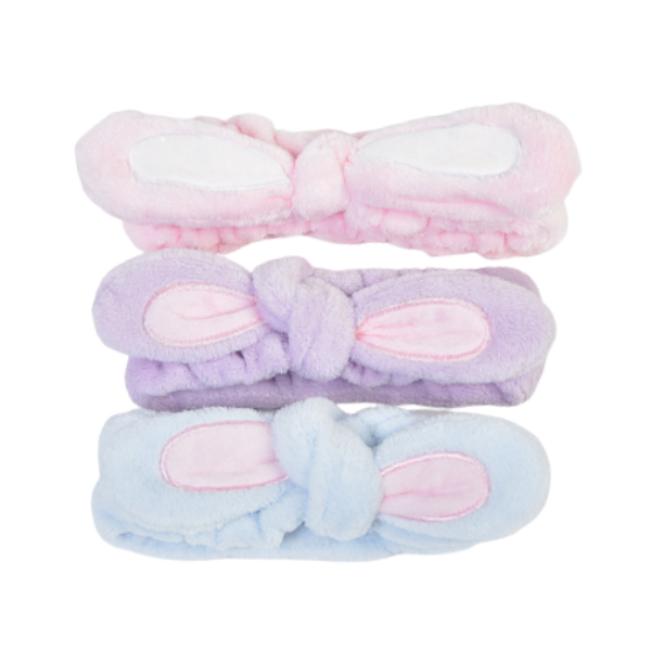 MINGXIER Coral Fleece Rabbit Ear Face Wash Headband (Random Colour) - 1pc