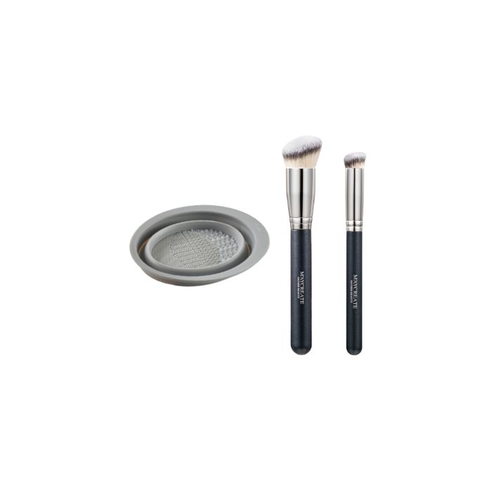 MissLady Collapsible Make Up Brush Cleansing Pot - 1pc - Random Color X MissLady - Foundation & Concealer Brush Set - 2pcs/1 Set