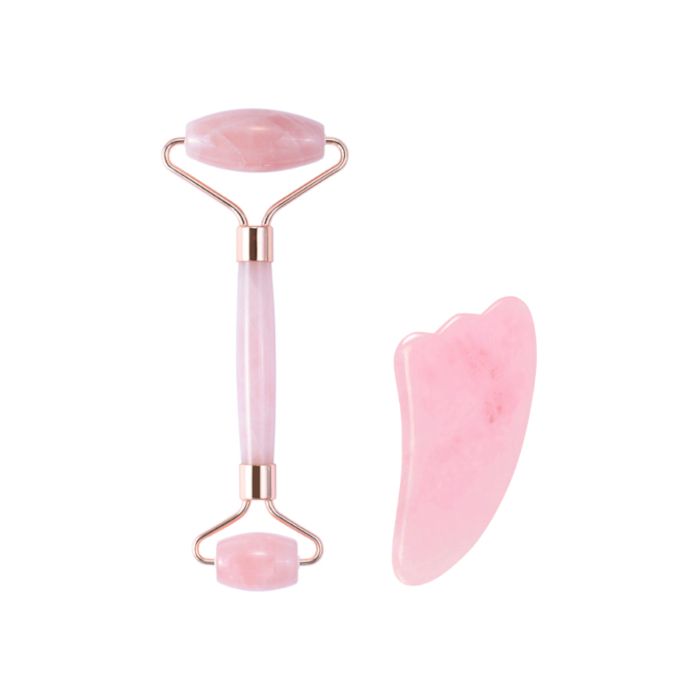 MissLady Face Roller with Scraping Board Gua Sha Massage (M-shaped) Set - Pink