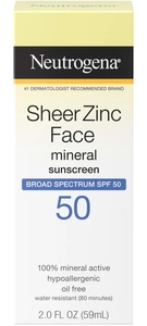 Neutrogena Sheer Zinc Fragrance Free Face Dry Touch Sunscreen Lotion SPF 50
