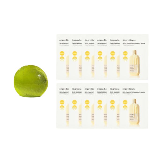 ongredients Cleansing Ball - 110g - Jeju Green Tea + Skin Barrier Calming Mask - 12pcs Set