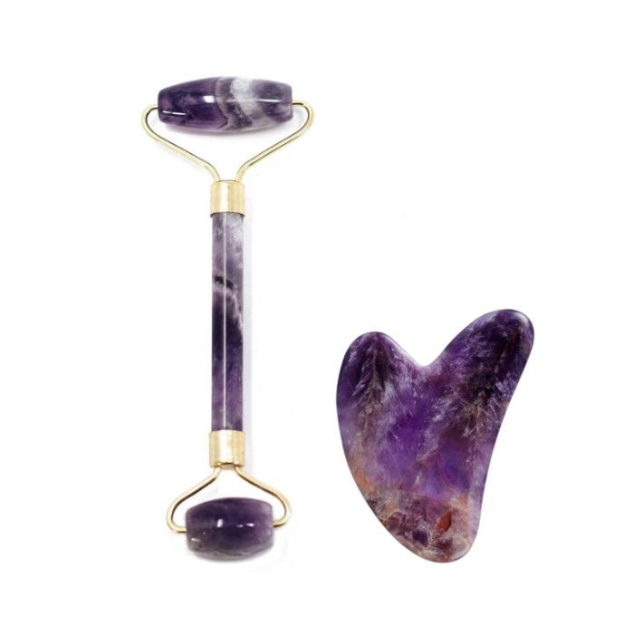 Stylevana Face Roller with Scraping Board Gua Sha Massage (Heart-shaped) Set - Purple