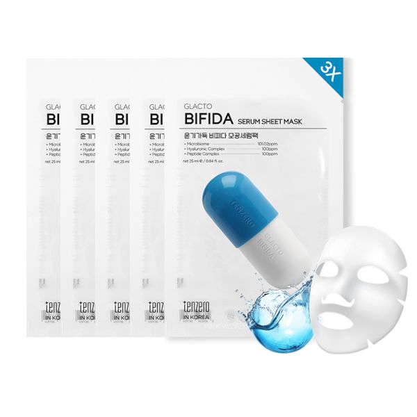 tenzero 3X Glacto Bifida Serum Sheet Mask - 5pcs