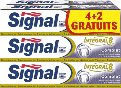 Signal Integral 8 Dentifrice Complet Tube Lot 4+2 Offerts x 75ml