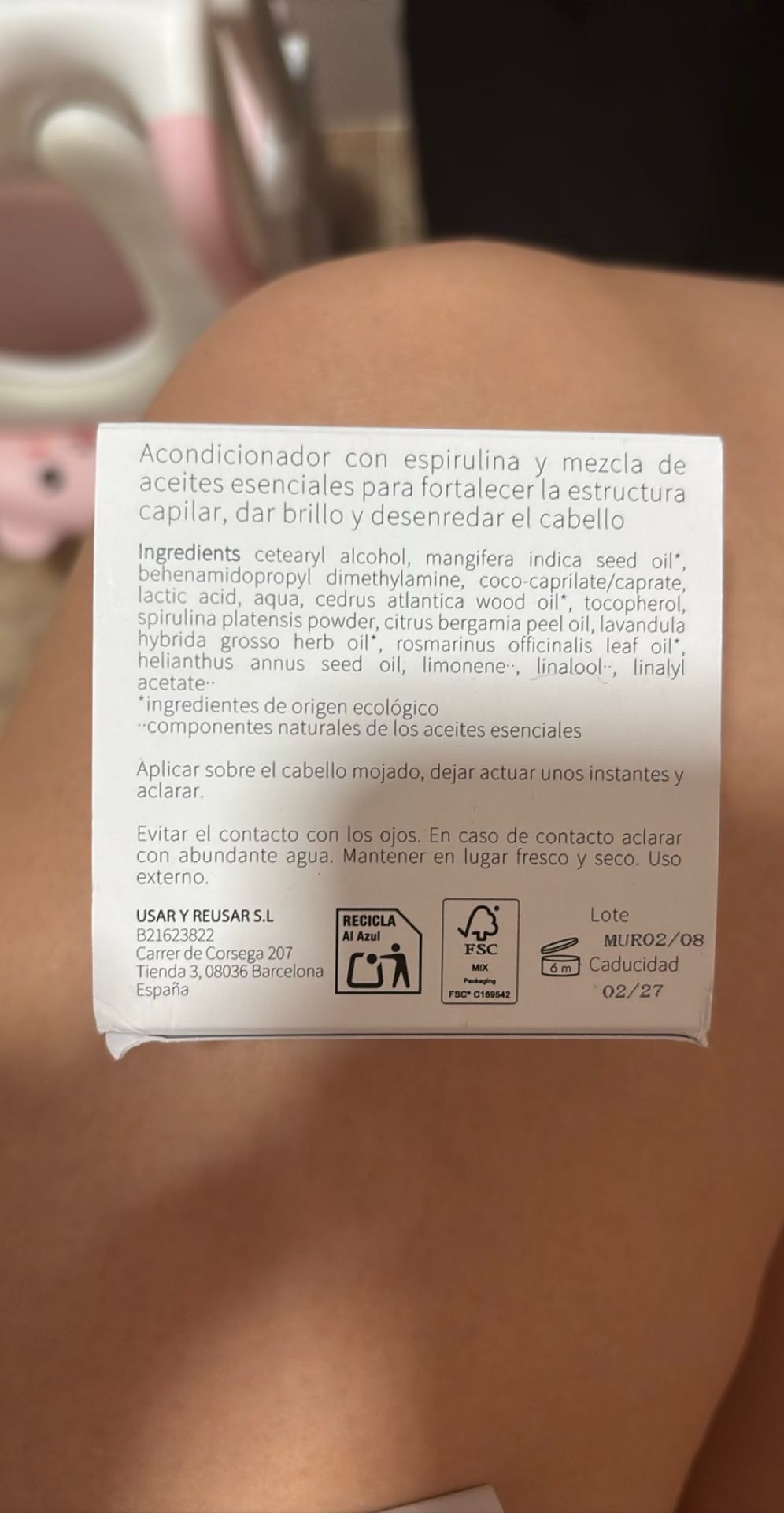 Acondicionador con espirulina y mezcla de aceites esenciales
